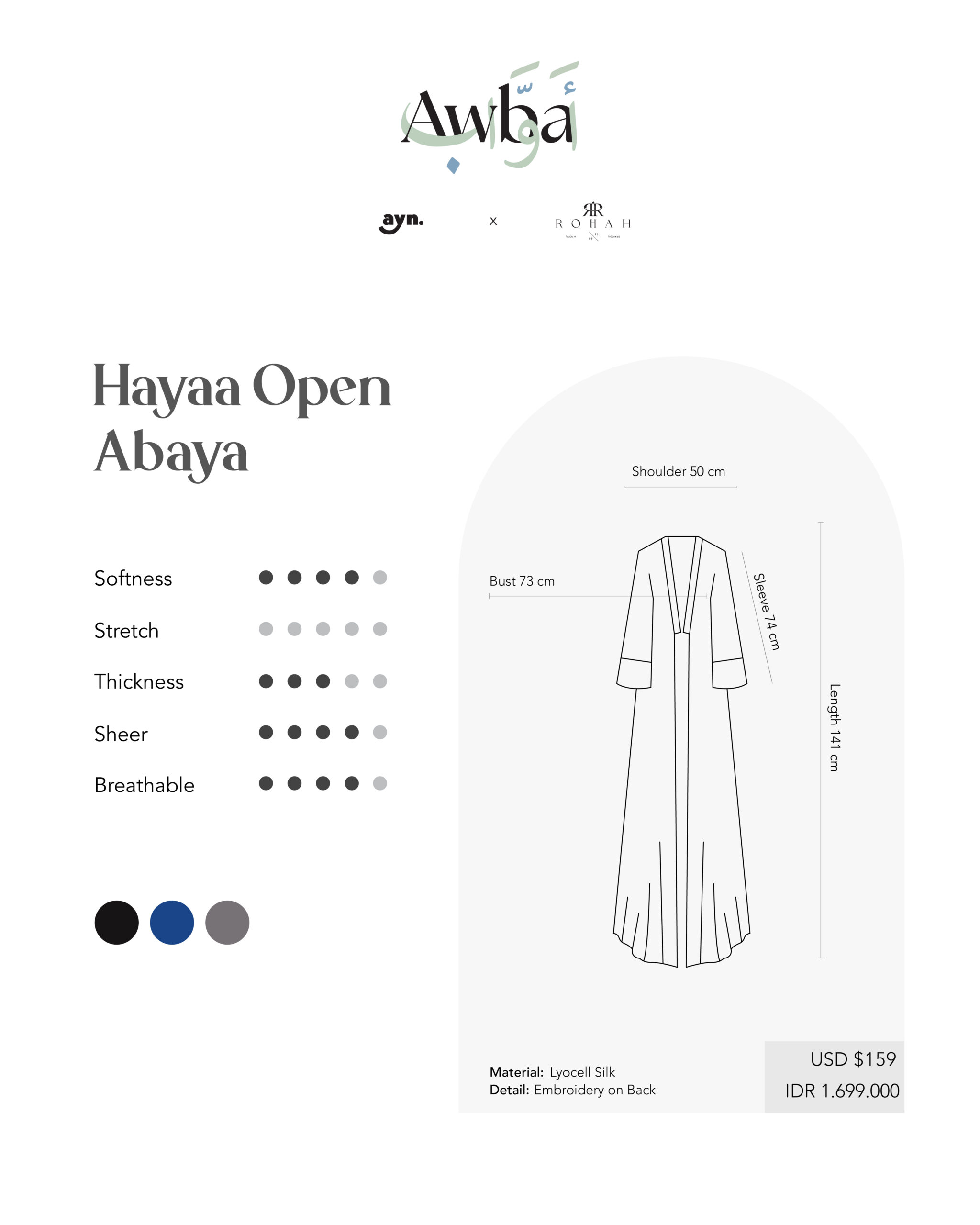 AWBA - Hayaa Open Abaya - Image 2